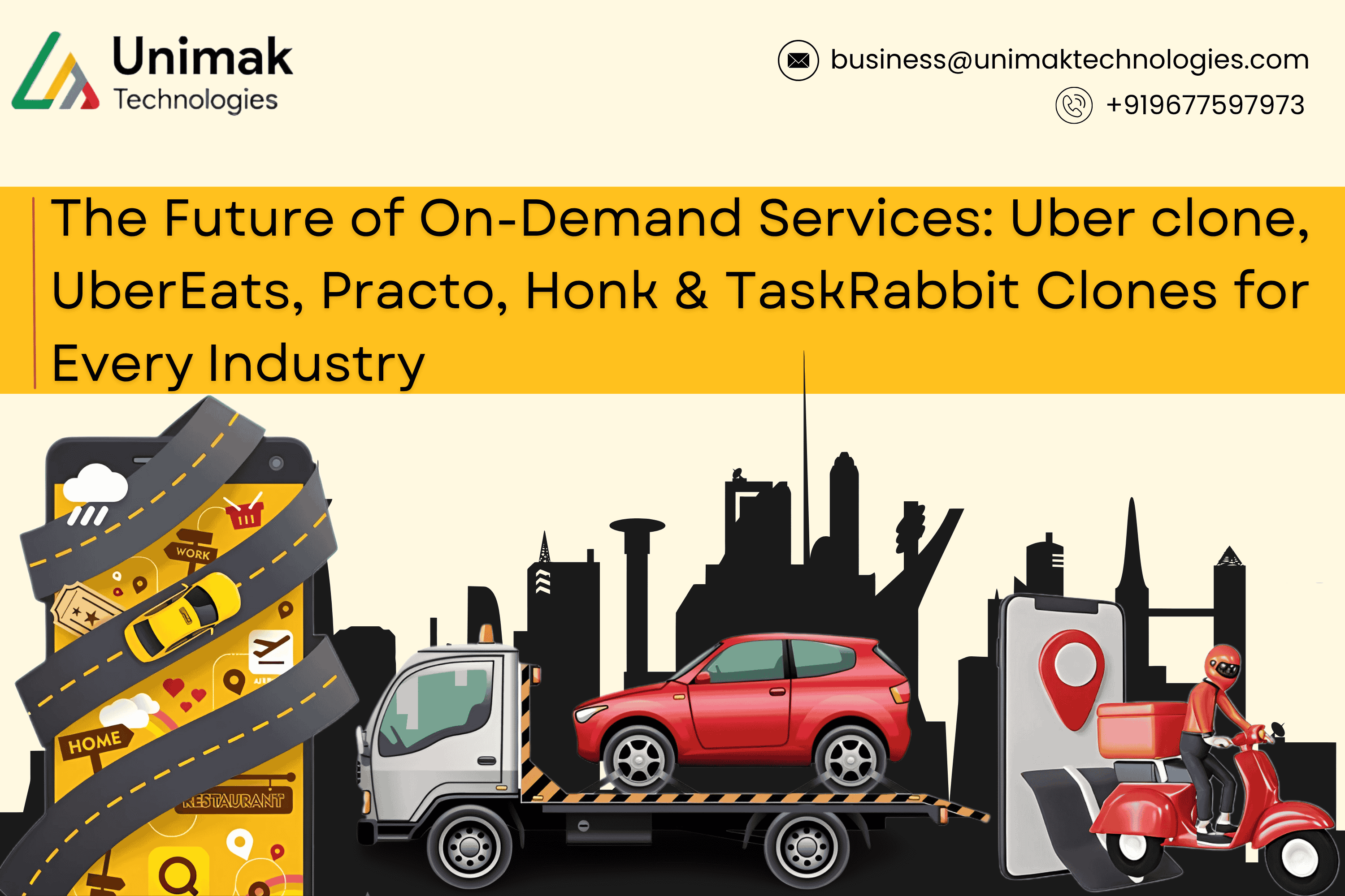 Uber, UberEats, Practo, Honk and TaskRabbit Clones