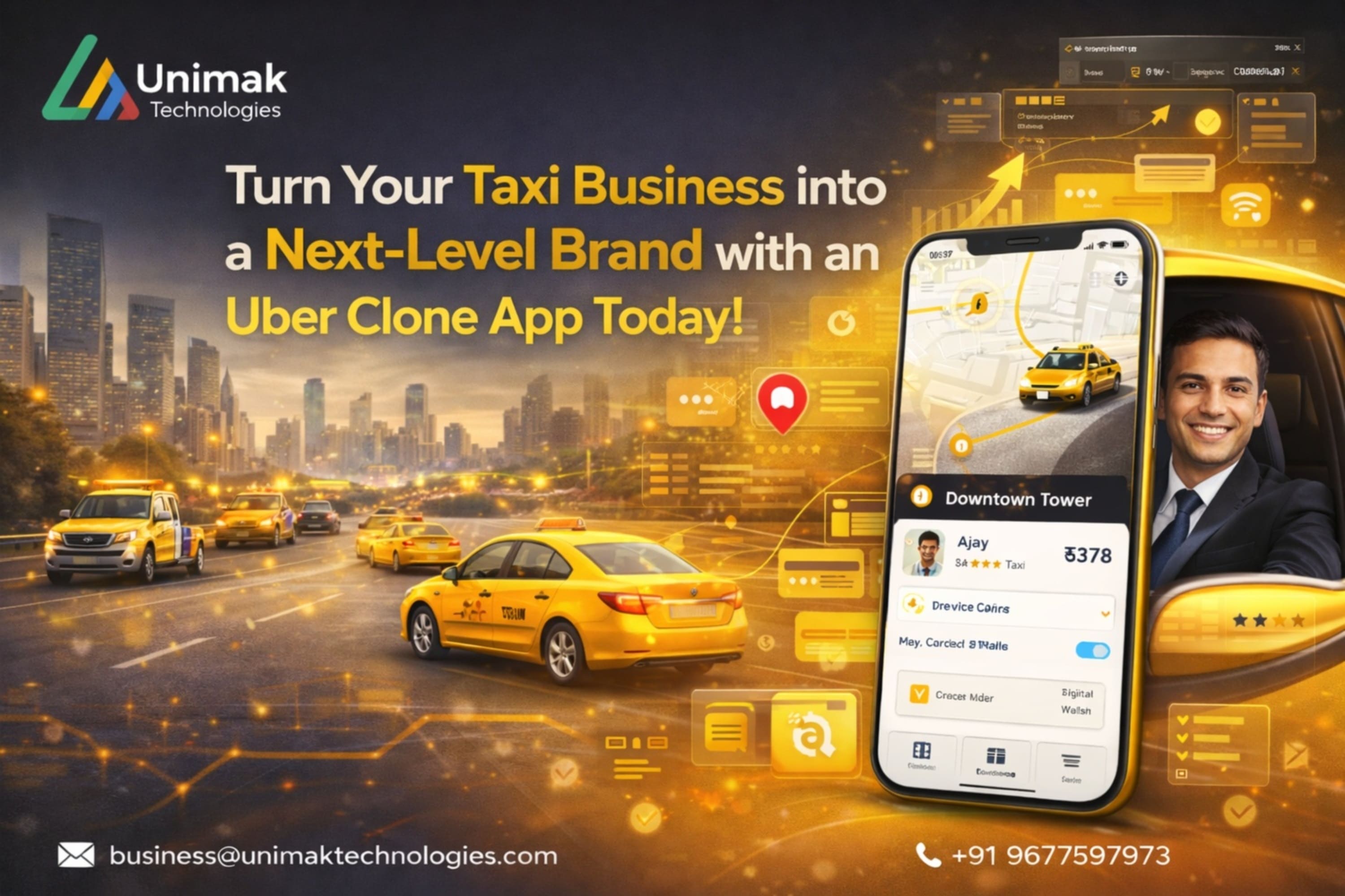 Launch Your Taxi Business with Uber Clone App by Unimak Technologies