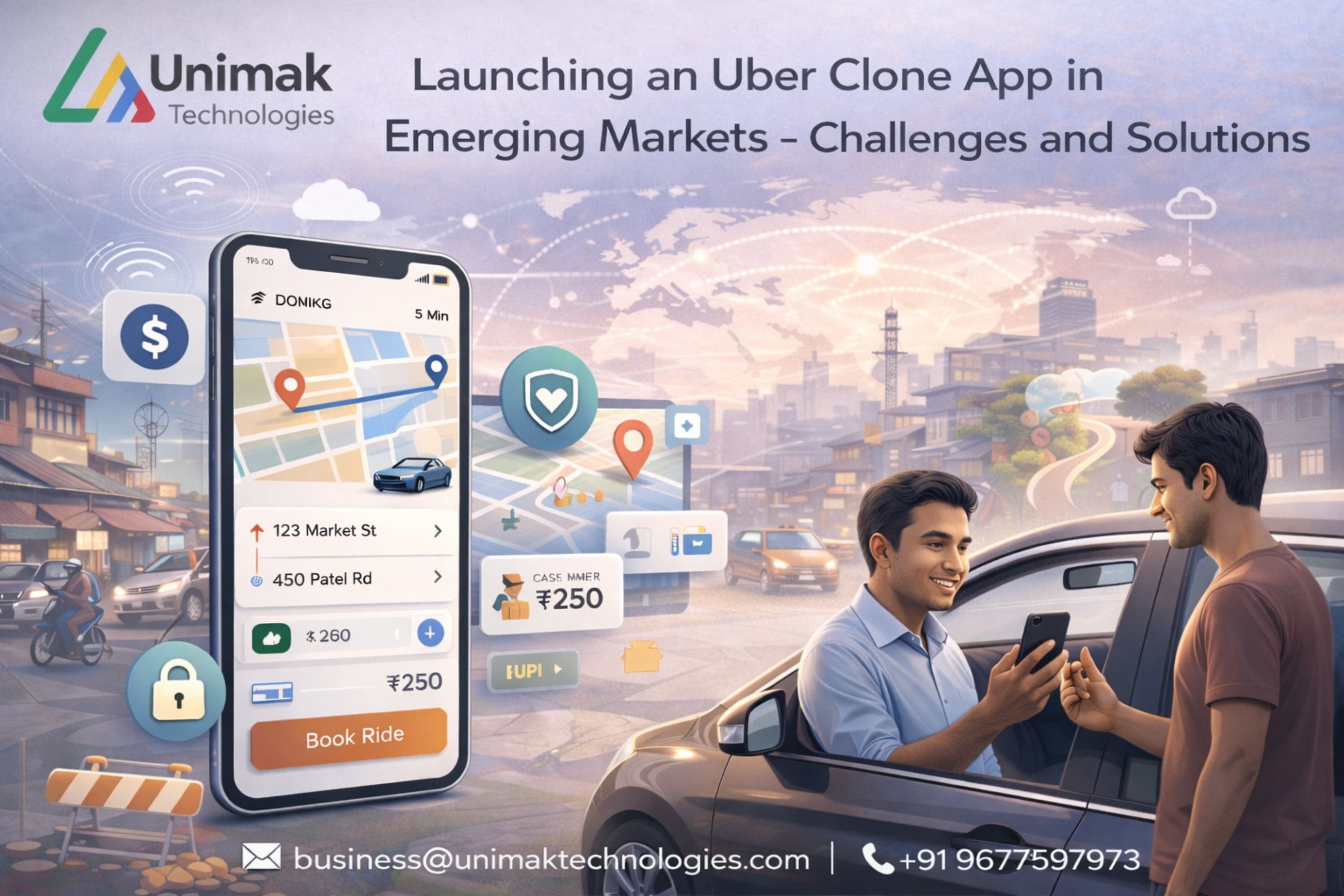 Launching an Uber Clone App in Emerging Markets: Challenges and Solutions